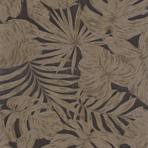 Papel pintado de hojas en color marrón Granada 86439434