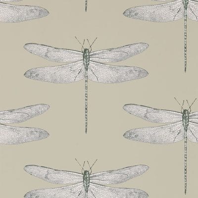 Papel pintado de libélulas en color beige Demoiselle HGAT111241
