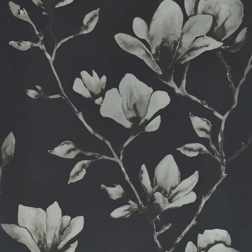 Papel pintado de hojas en color negro Lotus HTEW112602