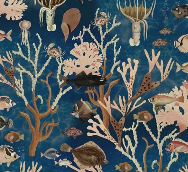 Papel pintado infantil de color azul Aquarium R18033