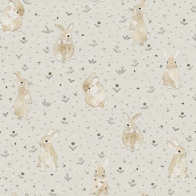 Papel pintado infantil de color verde Bunny Field R18081