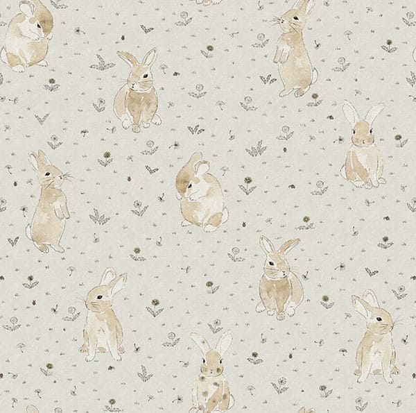 Papel pintado infantil de color verde Bunny Field R18081