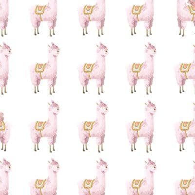 Papel pintado infantil de color rosa Alpaca Rebel R18131
