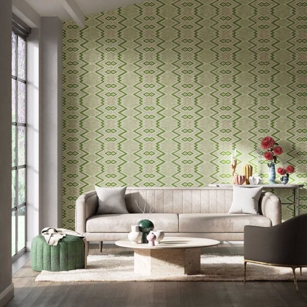 Papel pintado de zig zag en color verde Ankara HQN2112849 - Imagen 3