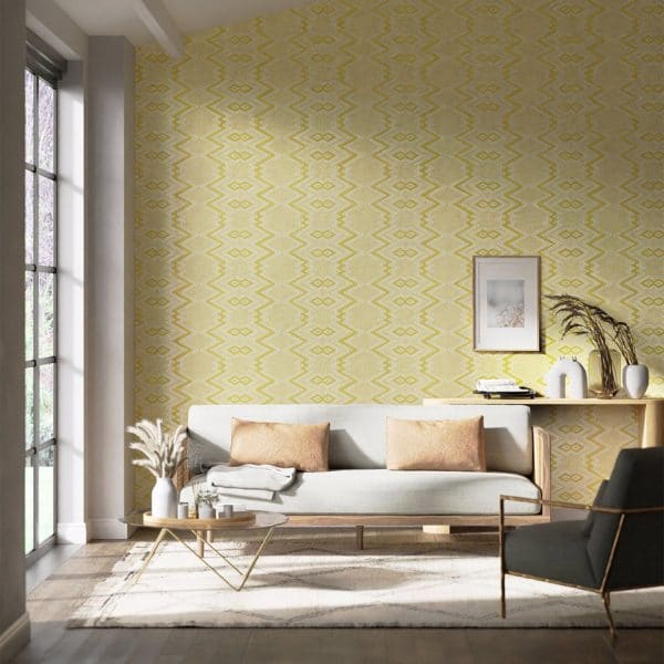 Papel pintado de zig zag en color amarillo Ankara HQN2112850 - Imagen 3