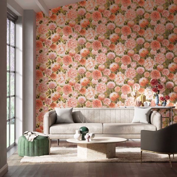 Papel pintado de flores en color naranja Dahlia HQN2112845 - Imagen 3