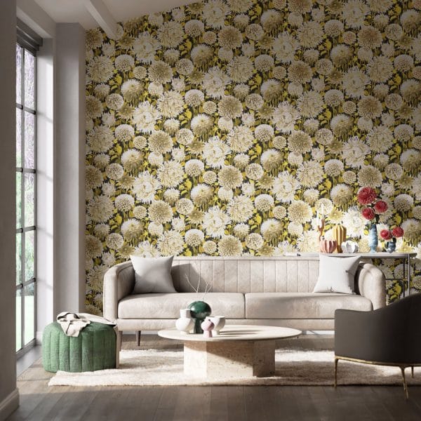 Papel pintado de flores en color marrón Dahlia HQN2112846 - Imagen 3