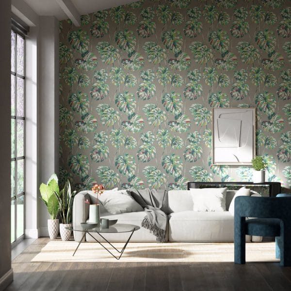 Papel pintado de hojas en color verde Kelapa HZAP111752 - Imagen 2