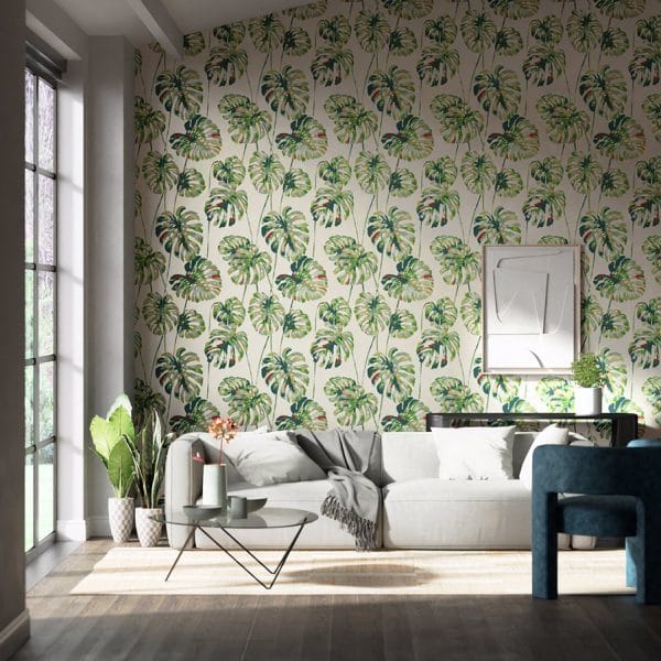 Papel pintado de hojas en color verde Kelapa HZAP111753 - Imagen 3