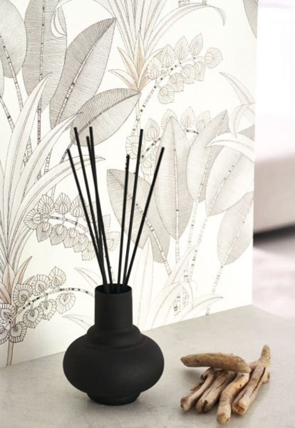 Papel pintado de hojas en color gris Palma 86410202 - Imagen 4