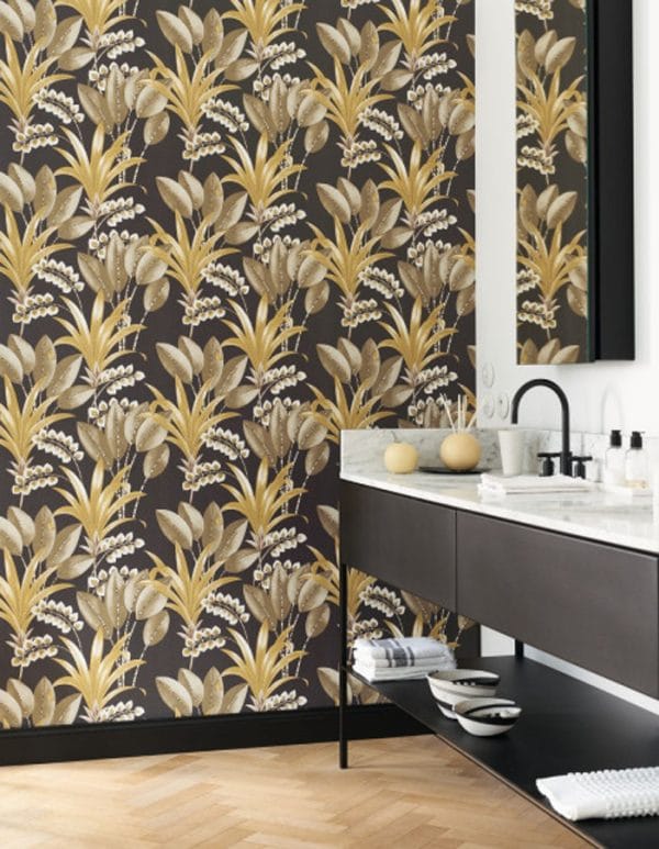 Papel pintado de hojas en color gris Palma 86419353 - Imagen 8