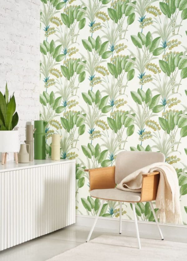 Papel pintado de hojas en color gris Palma 86419353 - Imagen 4