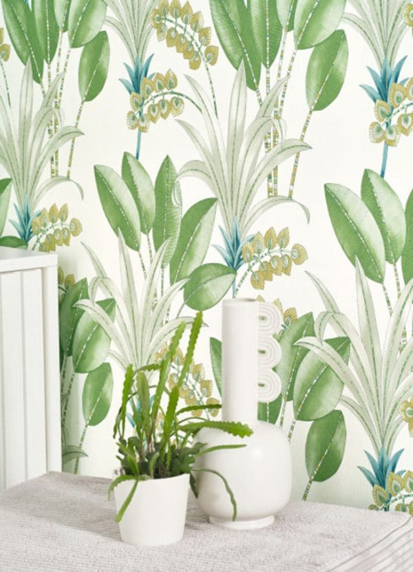 Papel pintado de hojas en color gris Palma 86419353 - Imagen 3