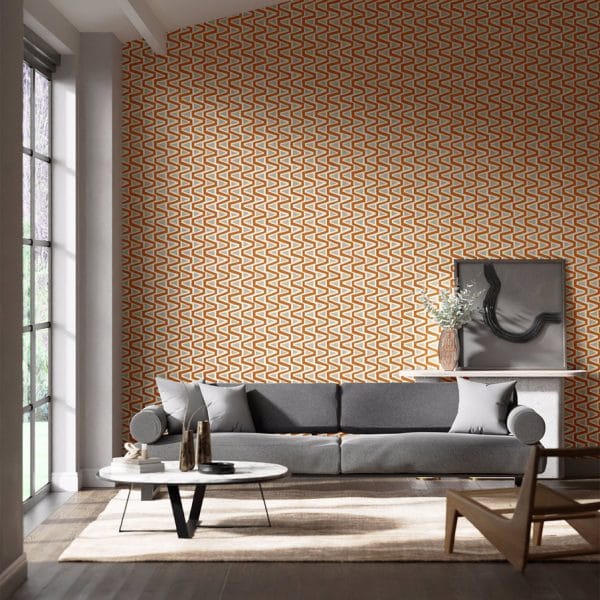 Papel pintado abstracto en color naranja y beige Perception HQN2112833 - Imagen 3