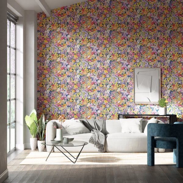 Papel pintado de flores estampado en multicolor Sanguine HQN2112839 - Imagen 3