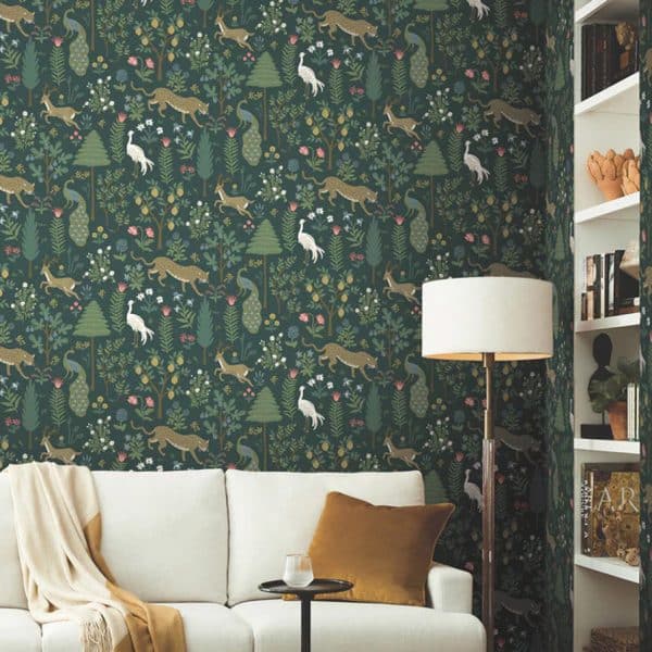Papel pintado de animales color verde oscuro Menagerie RP7306 - Imagen 3
