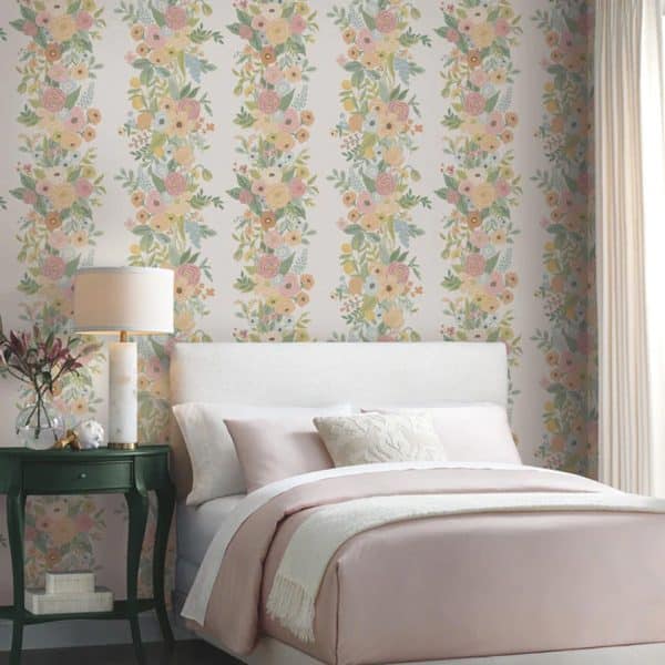 Papel pintado floral estampado multicolor pastel Garden Party Trellis RP7311 - Imagen 3