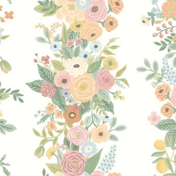Papel pintado floral estampado multicolor pastel Garden Party Trellis RP7311