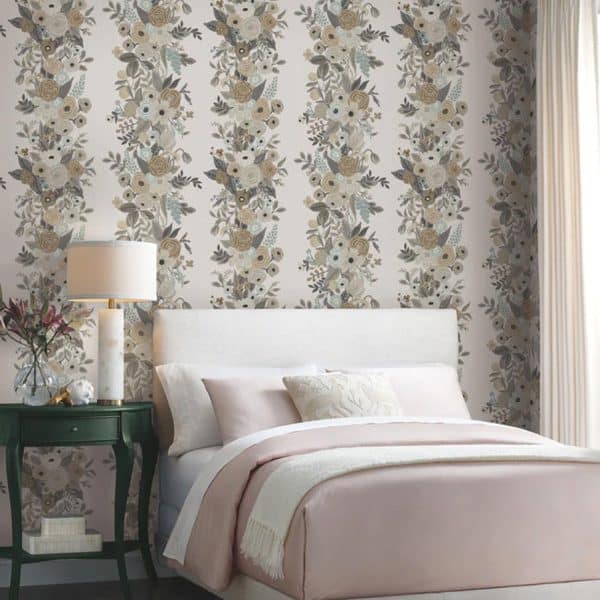 Papel pintado floral estampado multicolor tonos beige Garden Party Trellis RP7313 - Imagen 3