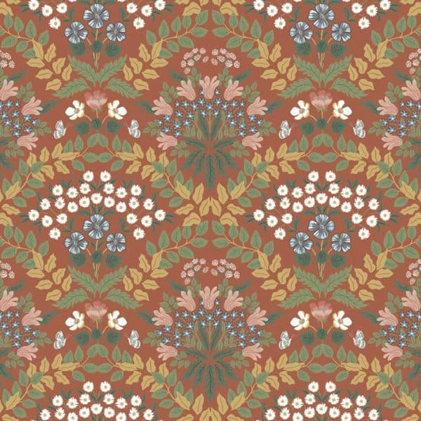 Papel pintado estilo floral de color rojo Bramble RP7320