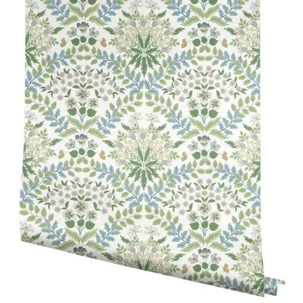 Papel pintado estilo floral de color verde y azul Bramble RP7323 - Imagen 5