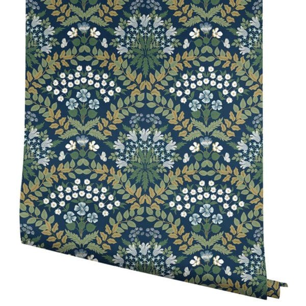 Papel pintado estilo floral de color azul marino Bramble RP7324 - Imagen 5