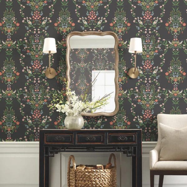 Papel pintado estilo floral color negro Luxembourg RP7329 - Imagen 3