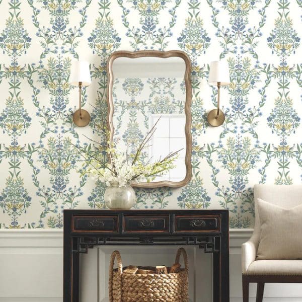Papel pintado estilo floral color azul Luxembourg RP7330 - Imagen 3