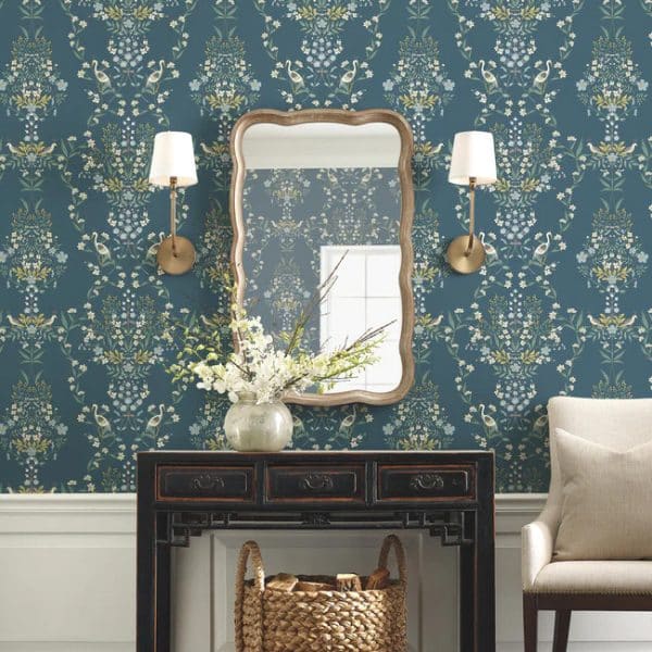 Papel pintado estilo floral color azul Luxembourg RP7331 - Imagen 3