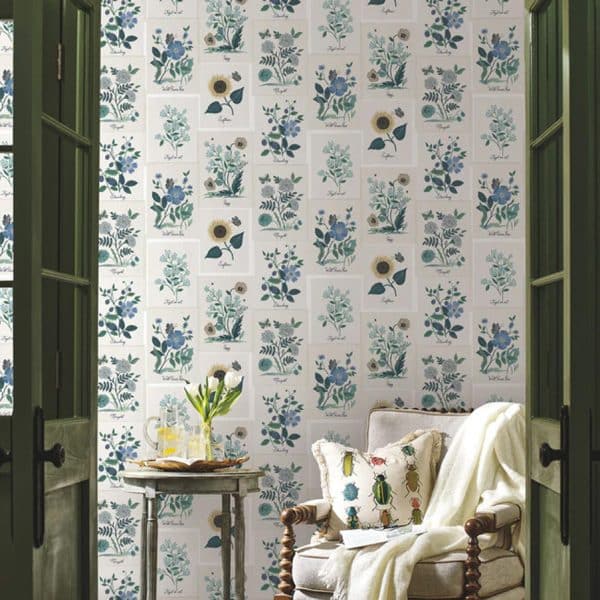 Papel pintado office en color azul Botanical Prints RP7335 - Imagen 3