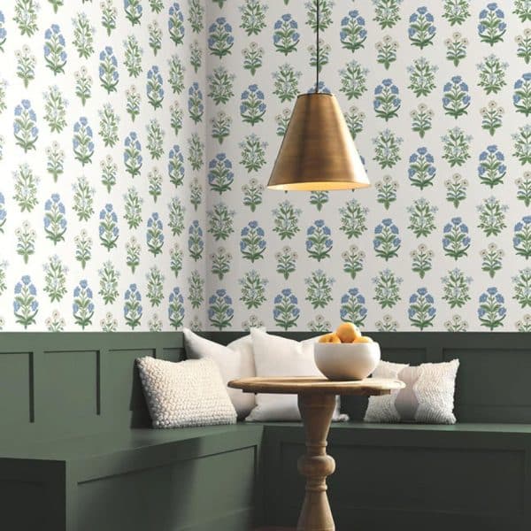 Papel pintado estampado flores de color azul Mughal Rose RP7347 - Imagen 3