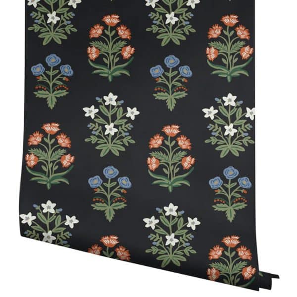 Papel pintado estampado flores de color negro Mughal Rose RP7348 - Imagen 5