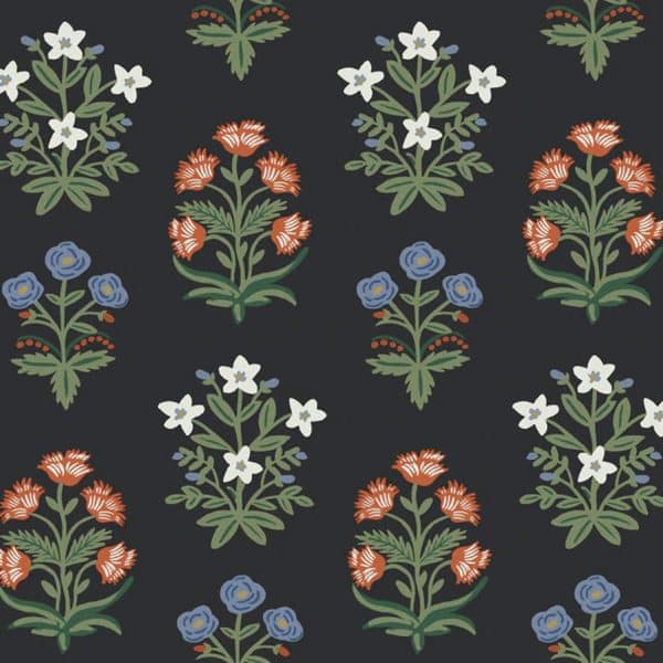 Papel pintado estampado flores de color negro Mughal Rose RP7348