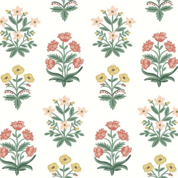 Papel pintado estampado flores de color blanco Mughal Rose RP7349