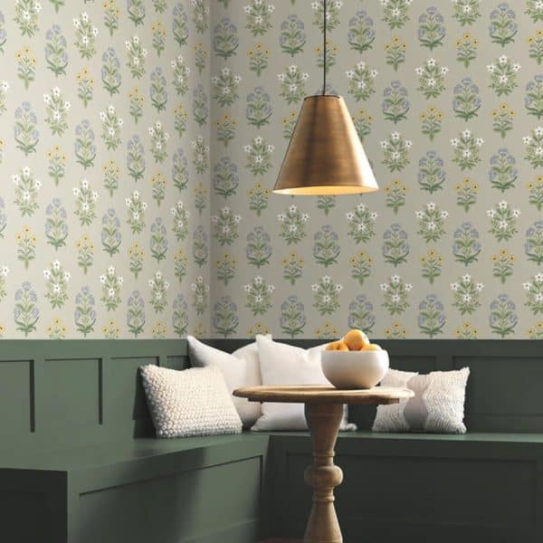Papel pintado estampado flores de color beige Mughal Rose RP7350 - Imagen 3