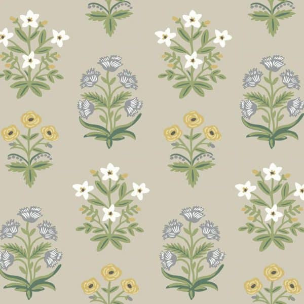 Papel pintado estampado flores de color beige Mughal Rose RP7350