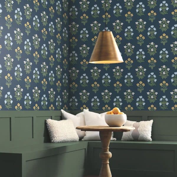 Papel pintado estampado flores de color azul Mughal Rose RP7351 - Imagen 3