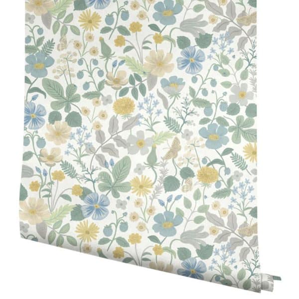 Papel pintado estampado floral en color azul Strawberry Fields RP7357W1 - Imagen 5