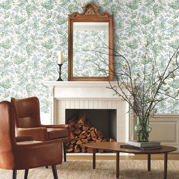 Papel pintado estilo floral de color verde y azul Cornflower RP7382 - Imagen 3
