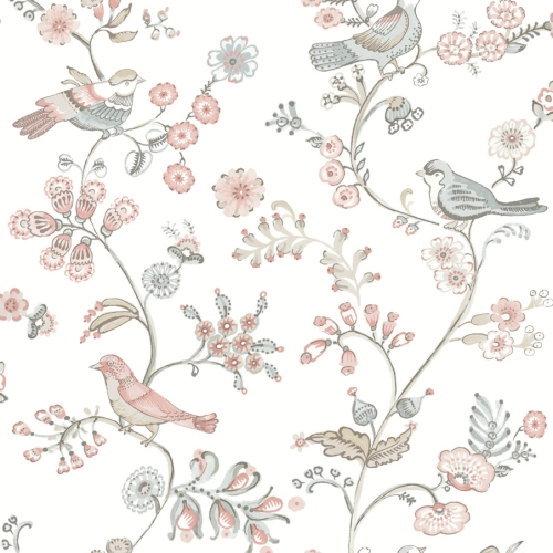 Papel pintado de estampado floral en color rosa Flora y Fauna 3122-10805