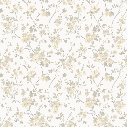Papel pintado estampado floral en color beige Flora y Fauna 3122-10903