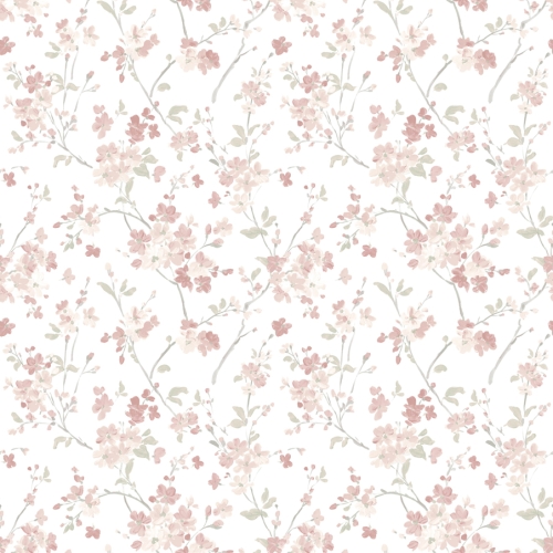 Papel pintado estampado floral en color rosa Flora y Fauna 3122-10908