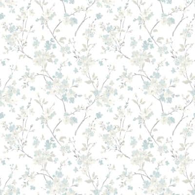 Papel pintado estampado floral en color azul Flora y Fauna 3122-10910
