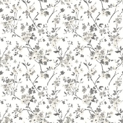 Papel pintado estampado floral en color negro Flora y Fauna 3122-10920