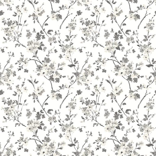 Papel pintado estampado floral en color negro Flora y Fauna 3122-10920