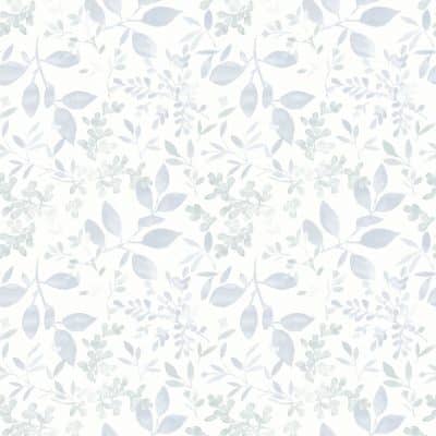 Papel pintado de hojas en color azul claro Flora y Fauna 3122-11112