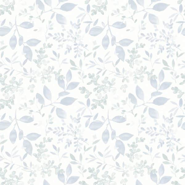 Papel pintado de hojas en color azul claro Flora y Fauna 3122-11112