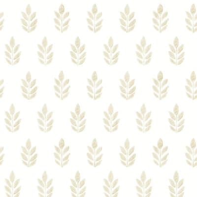 Papel pintado de hojas en color beige Flora y Fauna 3122-11305