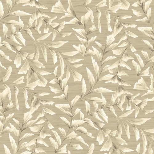 Papel pintado de hojas color beige Grasslands GL21805