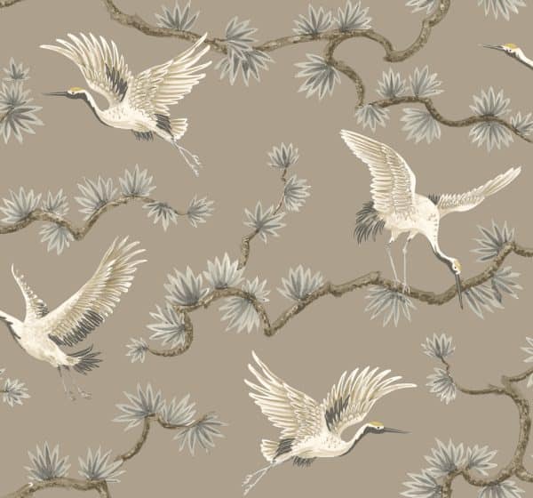 Papel pintado de aves en color marrón Grasslands GL21708